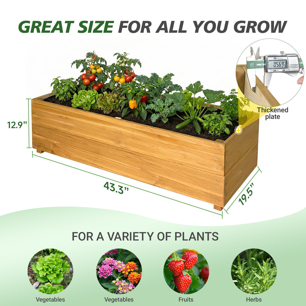 Solid Fir Wood Raised Garden Bed with Liner