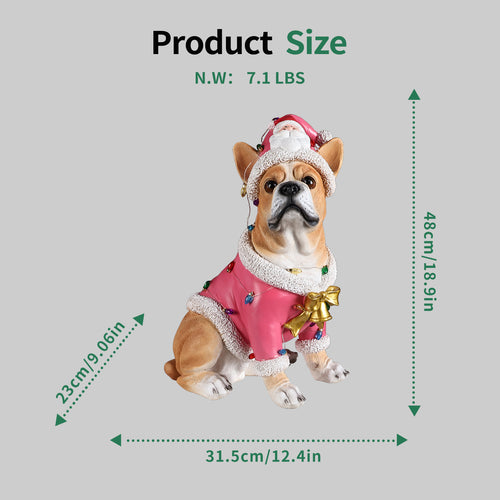 Christmas French Bulldog Statue