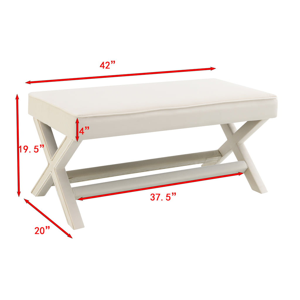 Comfort Double Bench Upholstered in Velvet Fabric