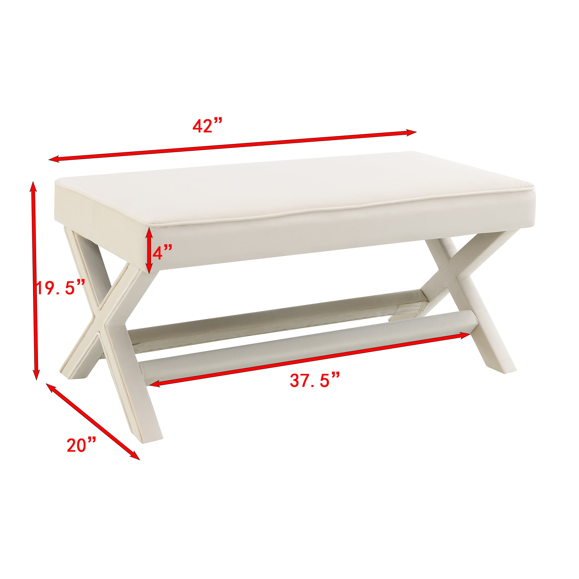 Comfort Double Bench Upholstered in Velvet Fabric