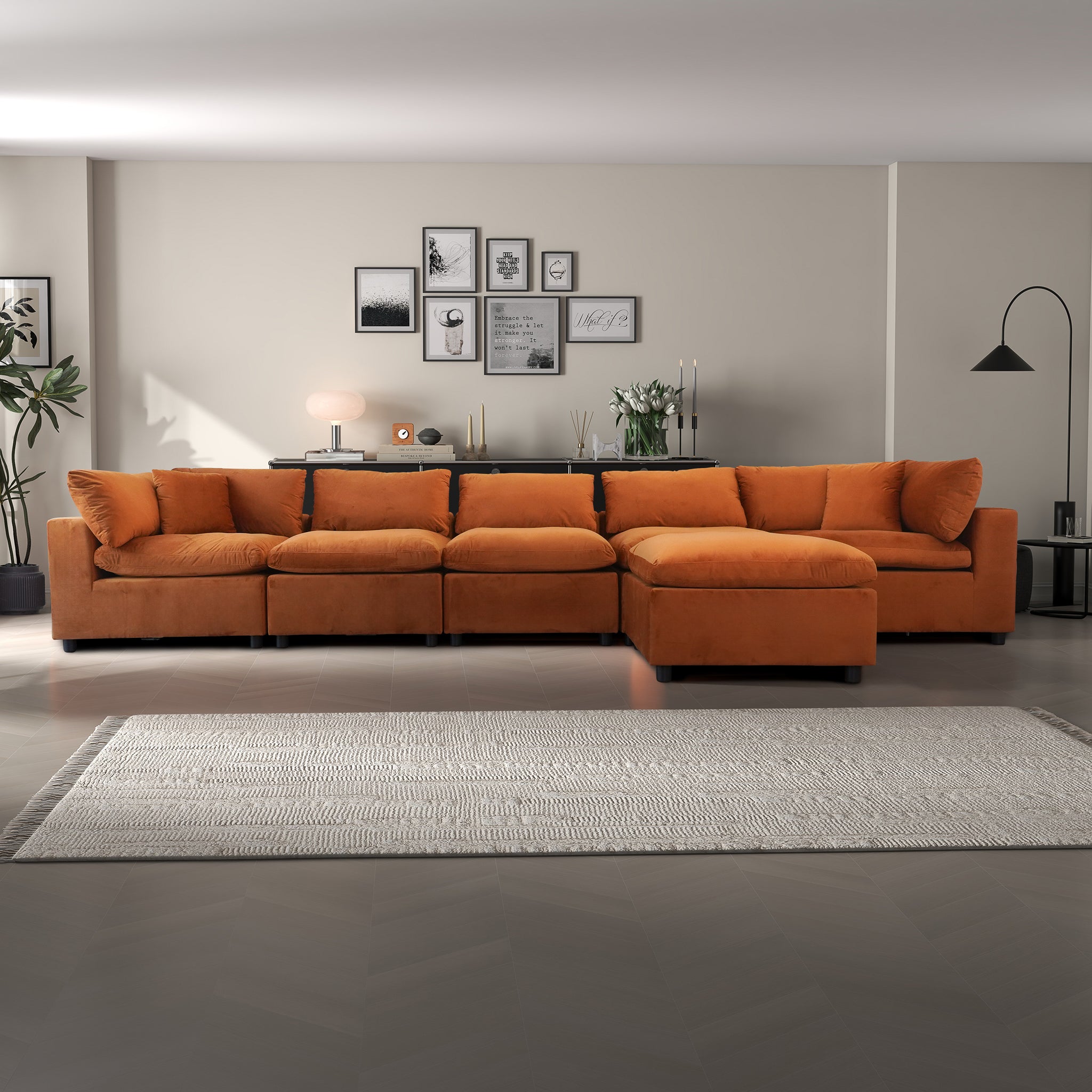 Hayward Burnt Oversized Modern Modular Sectional Sofa
