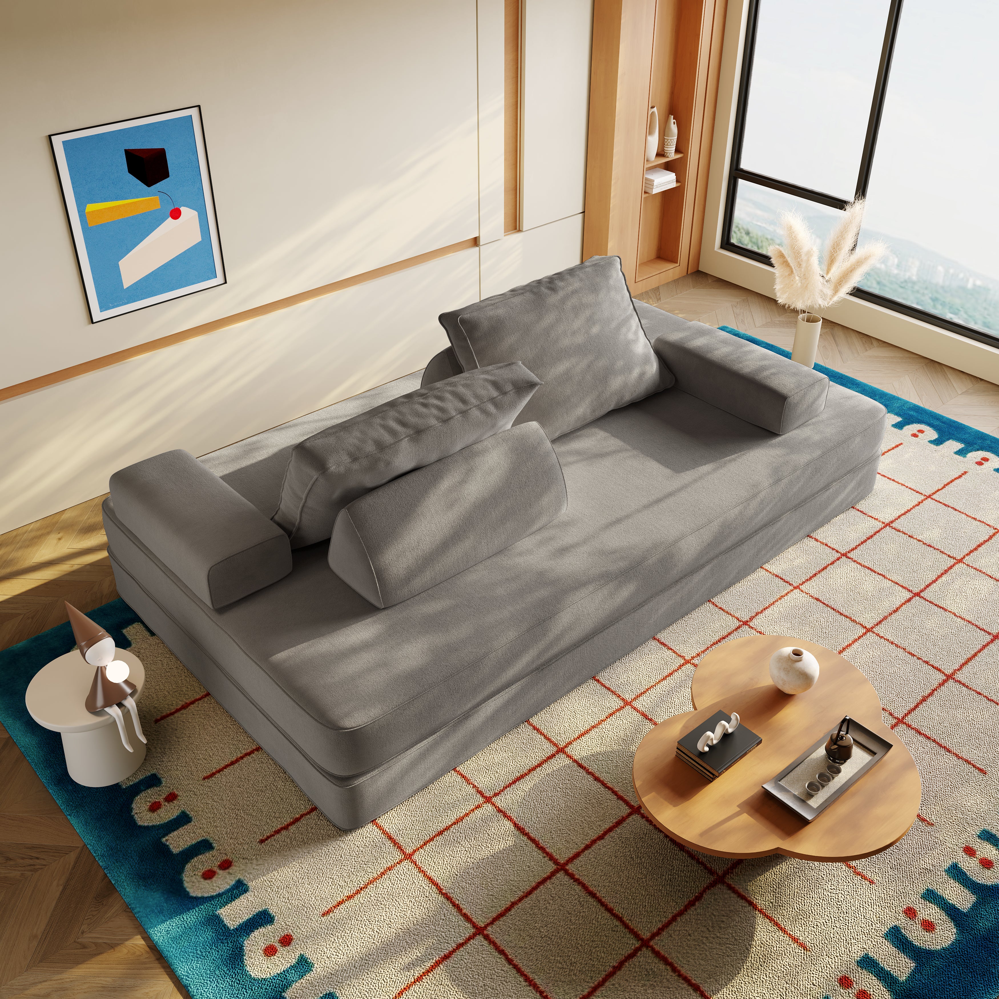 86.6" Multifunctional Convertible Sofa Bed