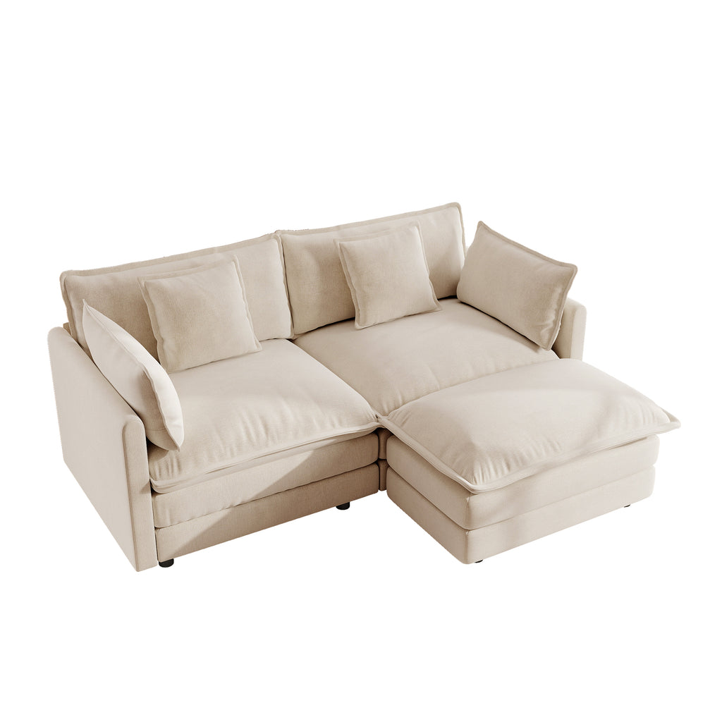 Chenille Two-Seater Sofa with Footrest