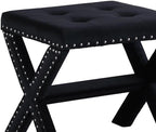Velvet Upholstered Accent Bench with Nailhead Trim