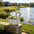 12.8-Inch Tall Vintage Swan Planter Statue