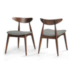Set of 2 Retro Rubberwood Chairs with Ergonomic Back & Plush Cushions