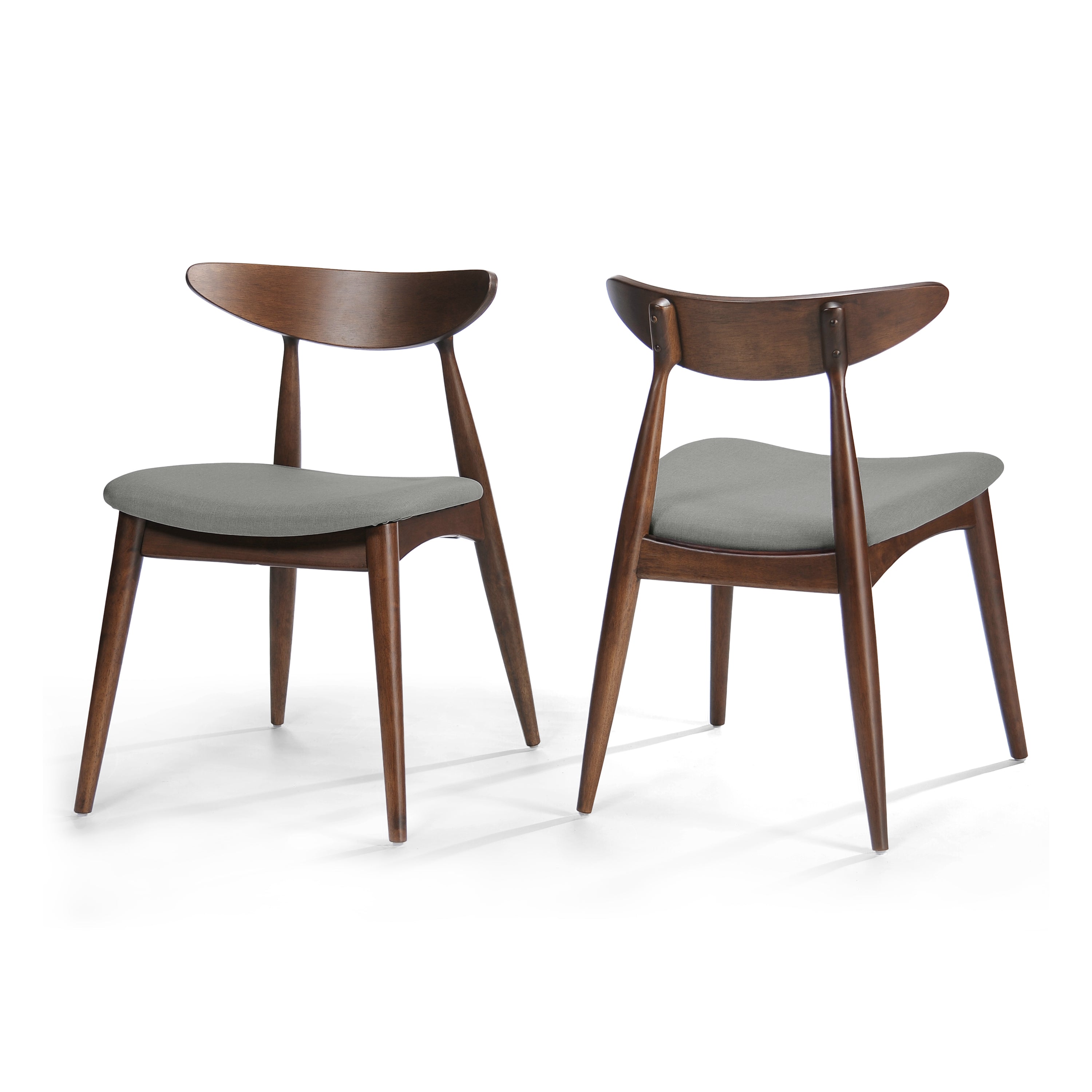 Set of 2 Retro Rubberwood Chairs with Ergonomic Back & Plush Cushions