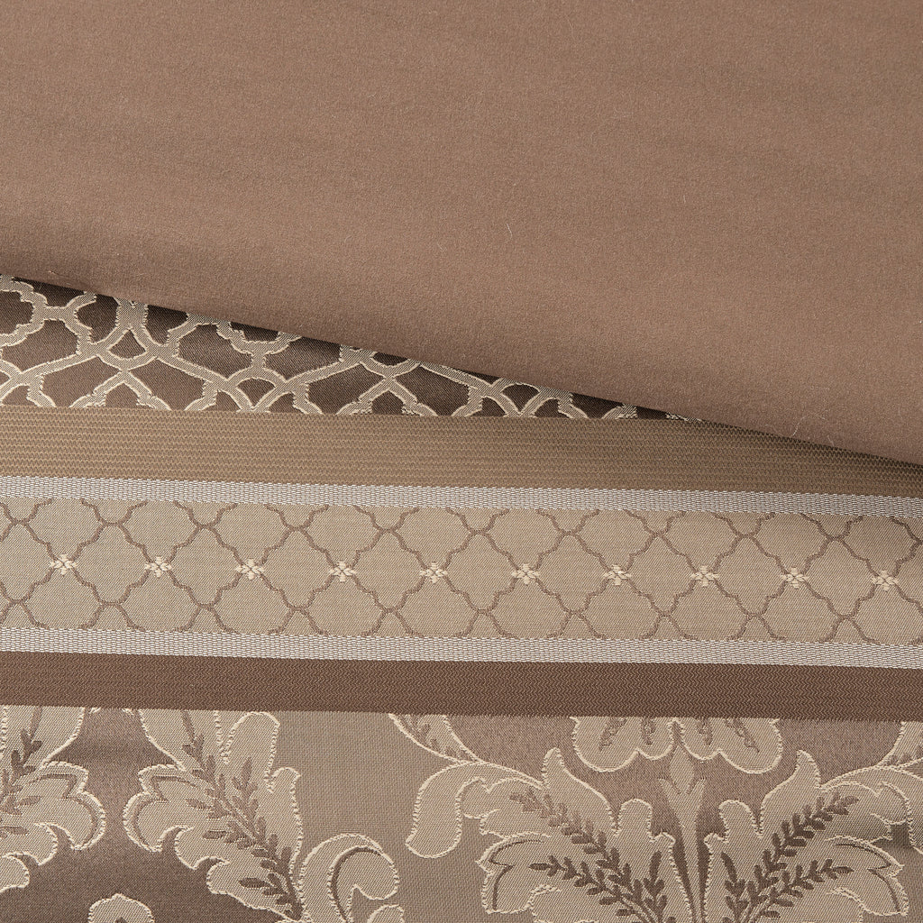 7 Piece Jacquard Comforter Set Brown/Gold King