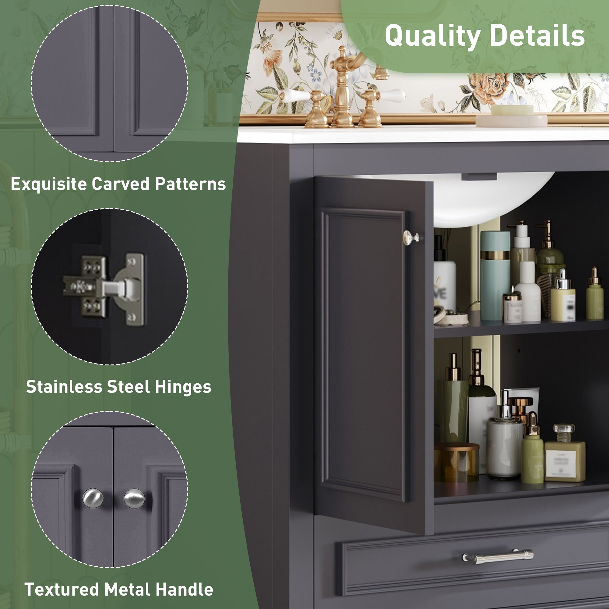 30" Luxurious Bathroom Vanity with Ceramic Sink
