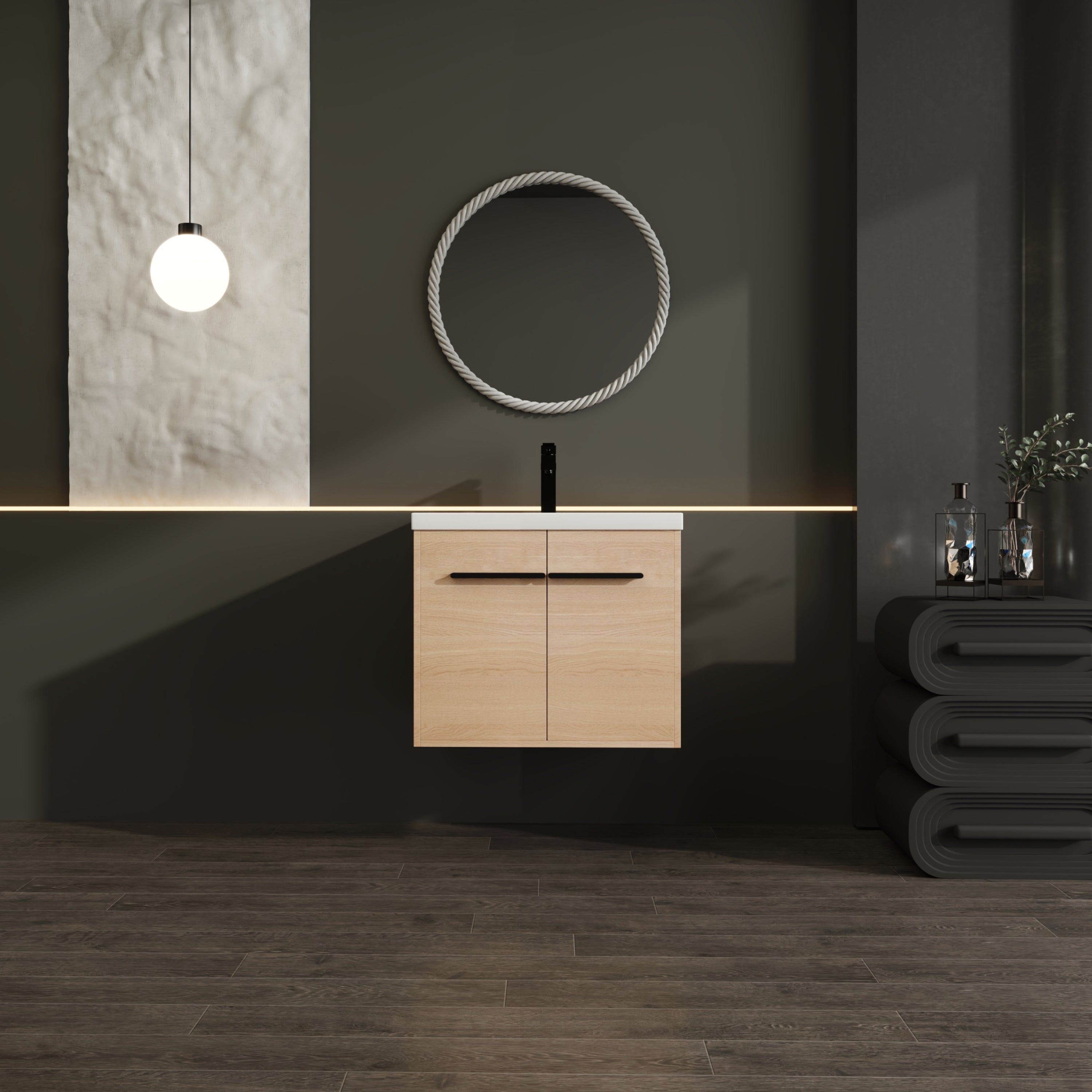 24" Wall Mounted Bathroom Vanity with Resin Basin