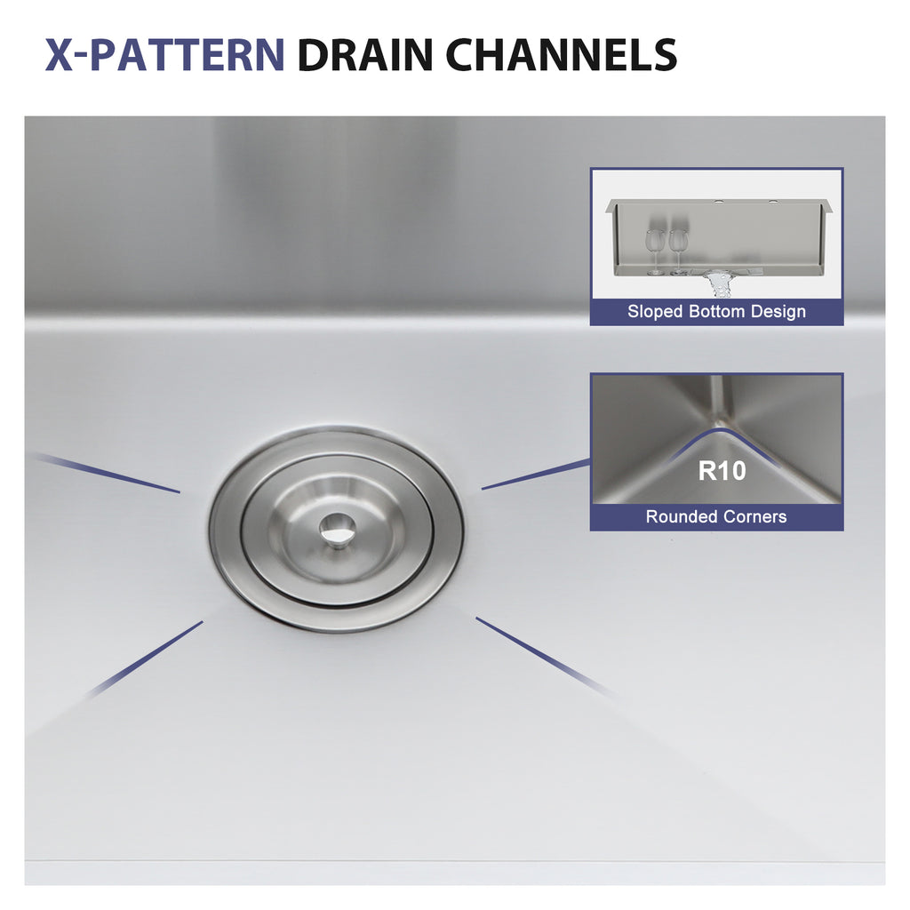 33 Inch Topmount Sink - Stainless Steel Kitchen Sink