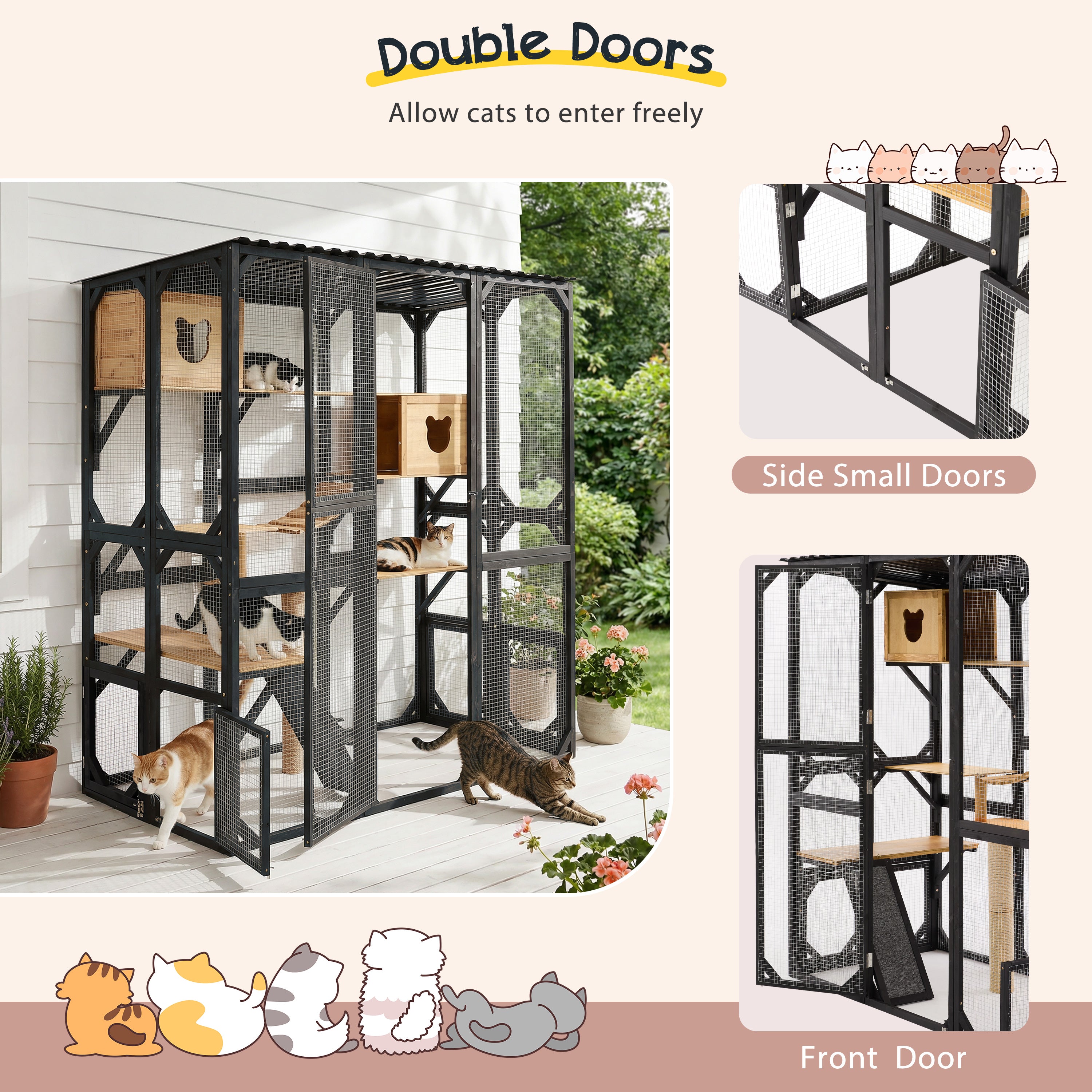 Outdoor Cat Enclosure Fir Wood Catio