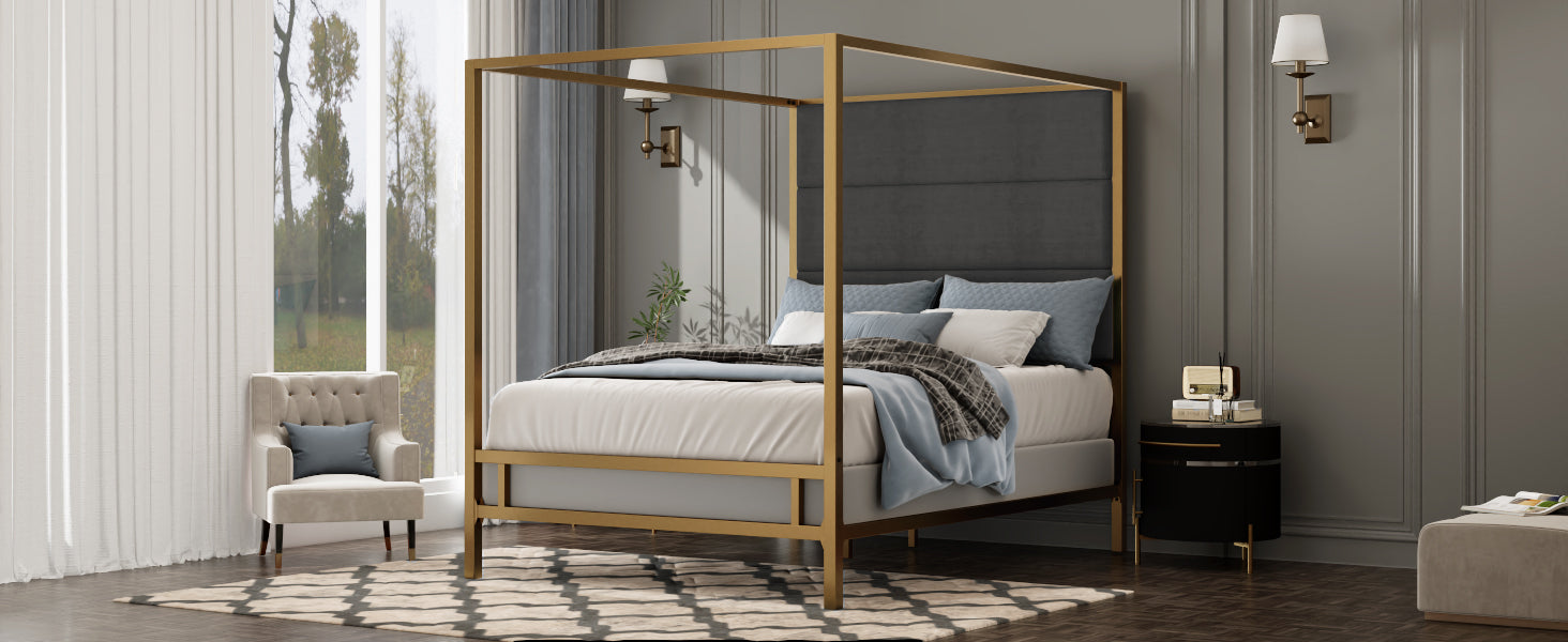 Gold Metal Canopy Bed