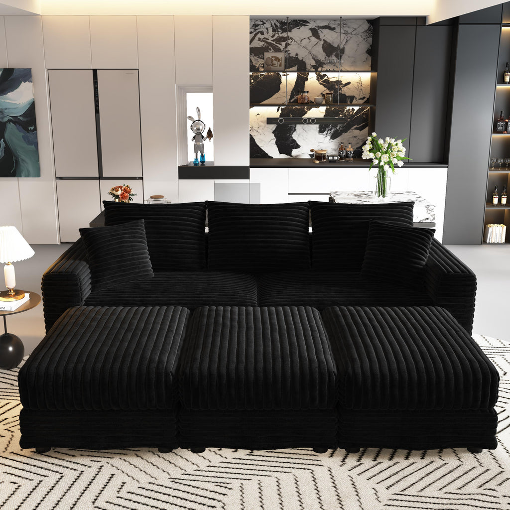 82.7" Plush Corduroy 3-Seat Sofa