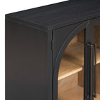TREXM 4-Door Large Storage Sideboard Buffet Cabinet with Glass Doors - Black