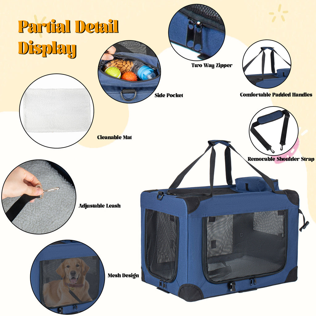 32" Soft Dog Crate - Portable Folding Pet Carrier