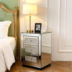 Mirrored Nightstand 3 Drawer