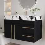 36" Floating Bathroom Vanity with Ceramic Sink and Faux Marble Top