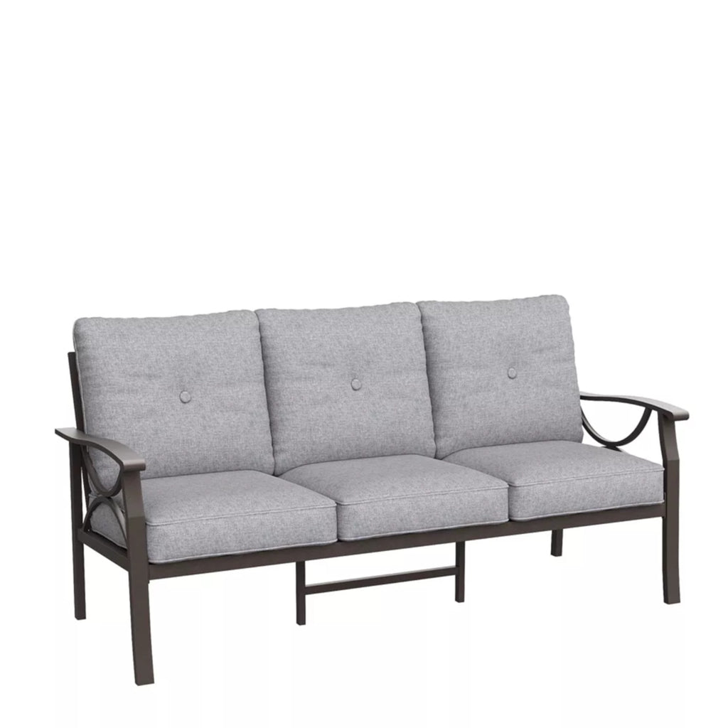 70” All-Weather Metal 3-Seat Patio Sofa, Khaki Frame