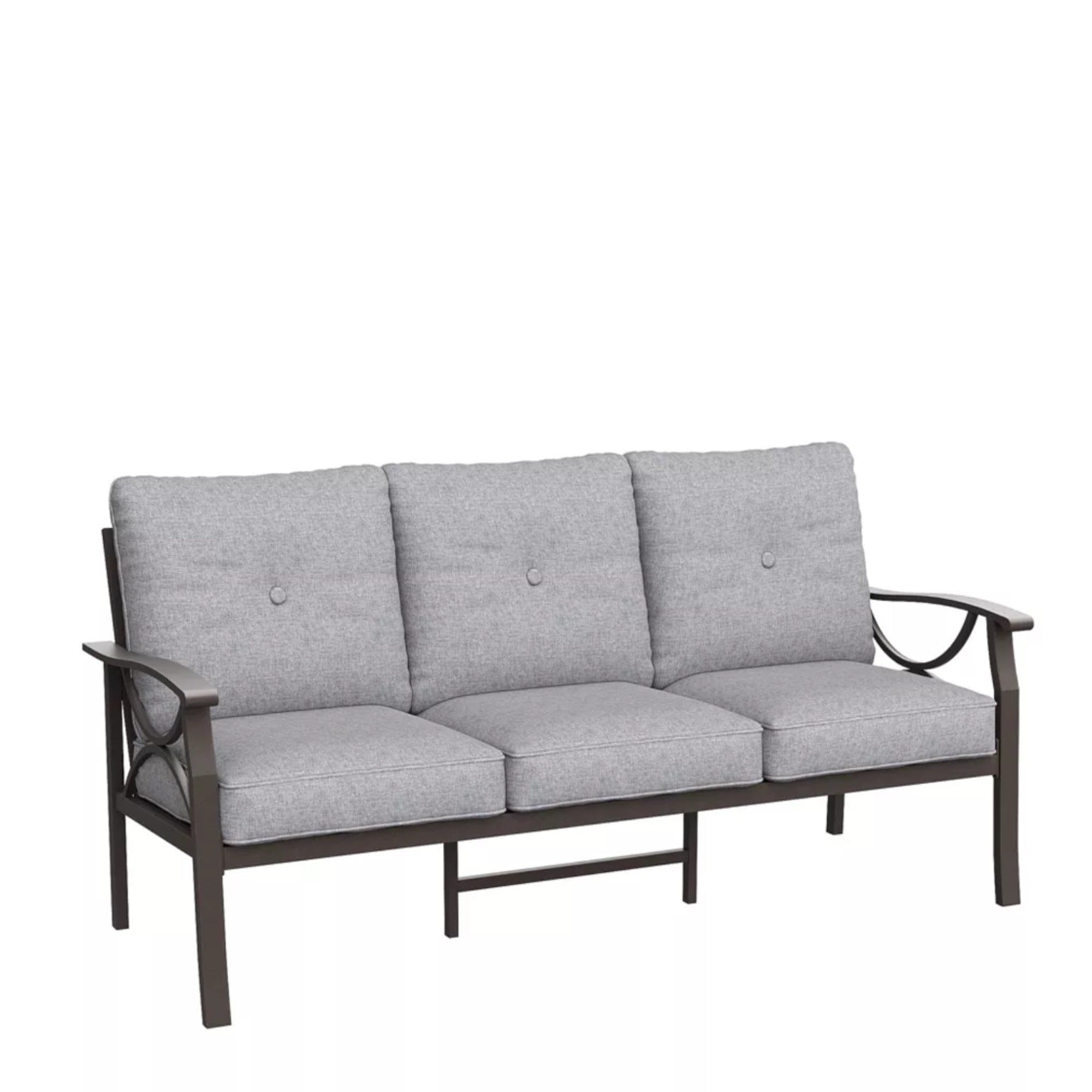 70” All-Weather Metal 3-Seat Patio Sofa, Khaki Frame