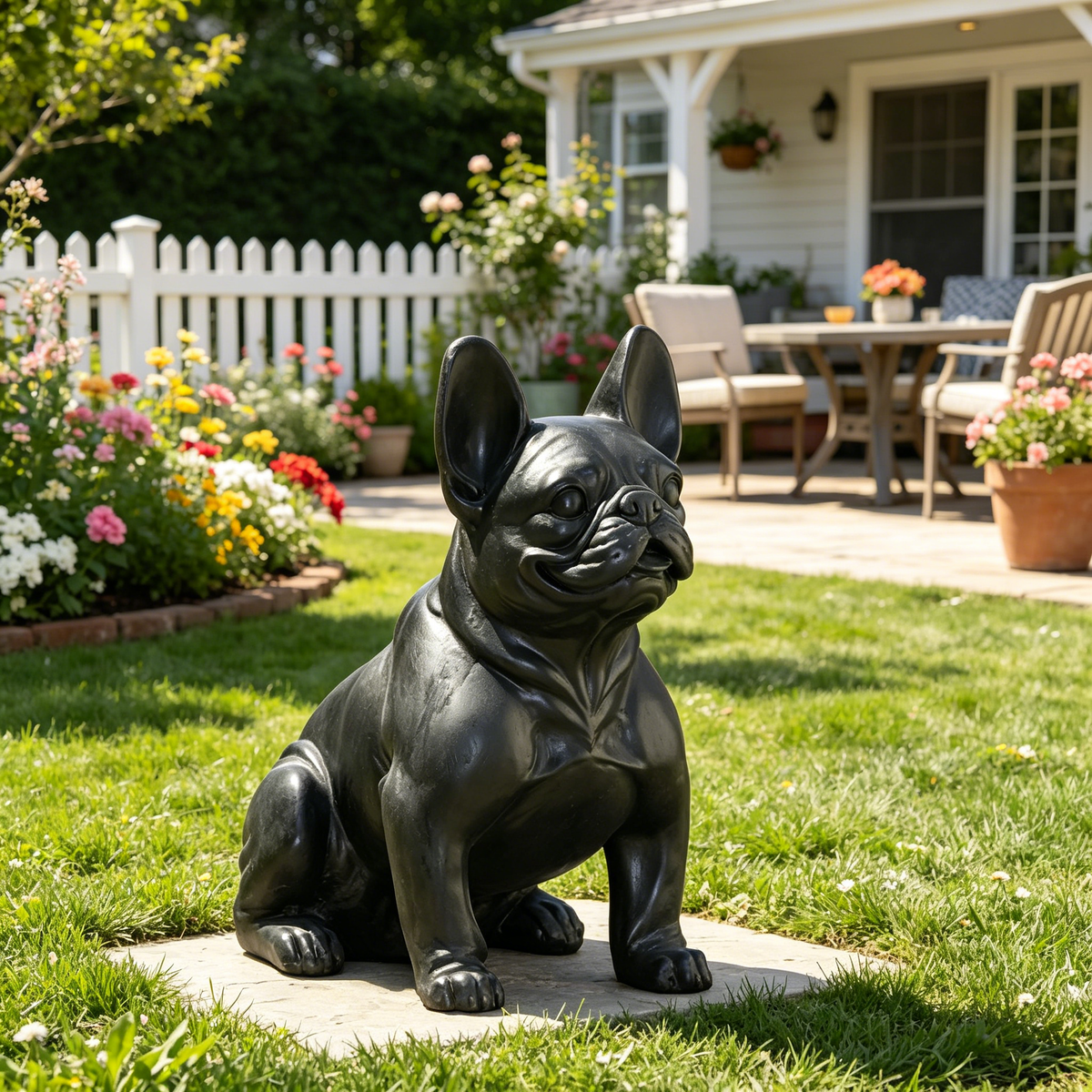 Outdoor French Bulldog Garden Statue