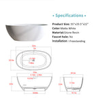 55″ Solid Surface Matte Tub