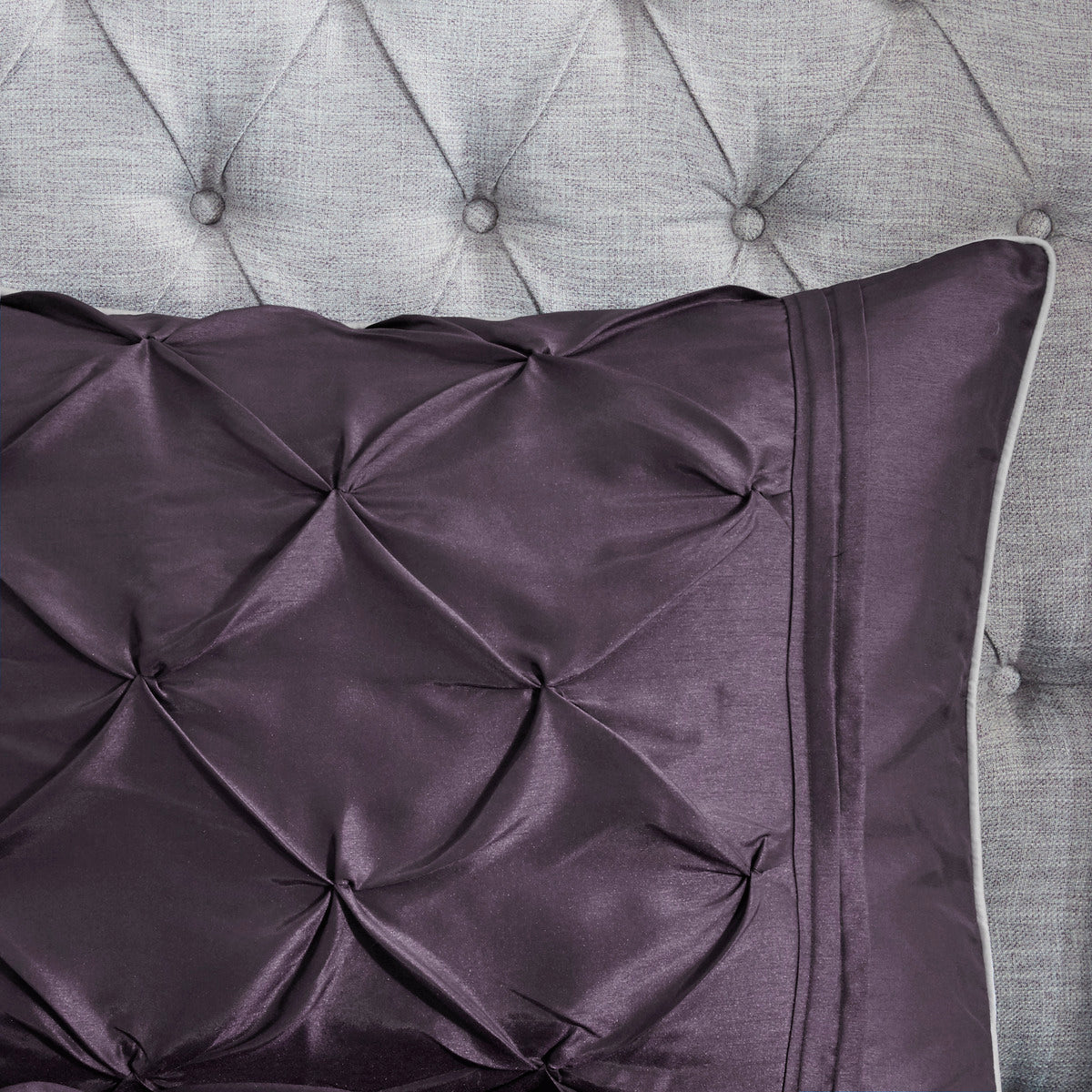 7 Piece Tufted Comforter Set - Plum Cal King