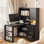 L Shaped Desk with Charger, Computer Desk with Drawers