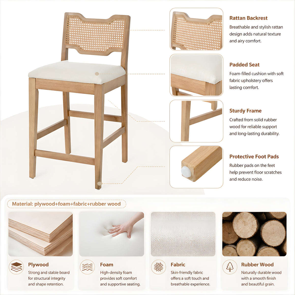 28" Farmhouse Barstools Set of 2