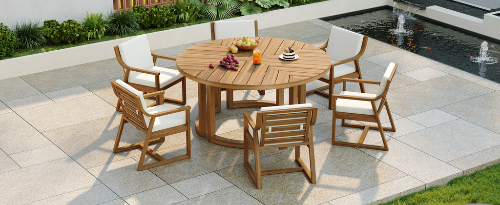 TREXM Patio Dining Table Set for 6