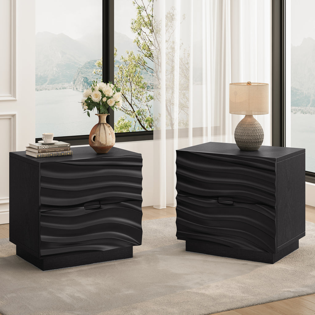 Solid Wood Nightstands Set of 2