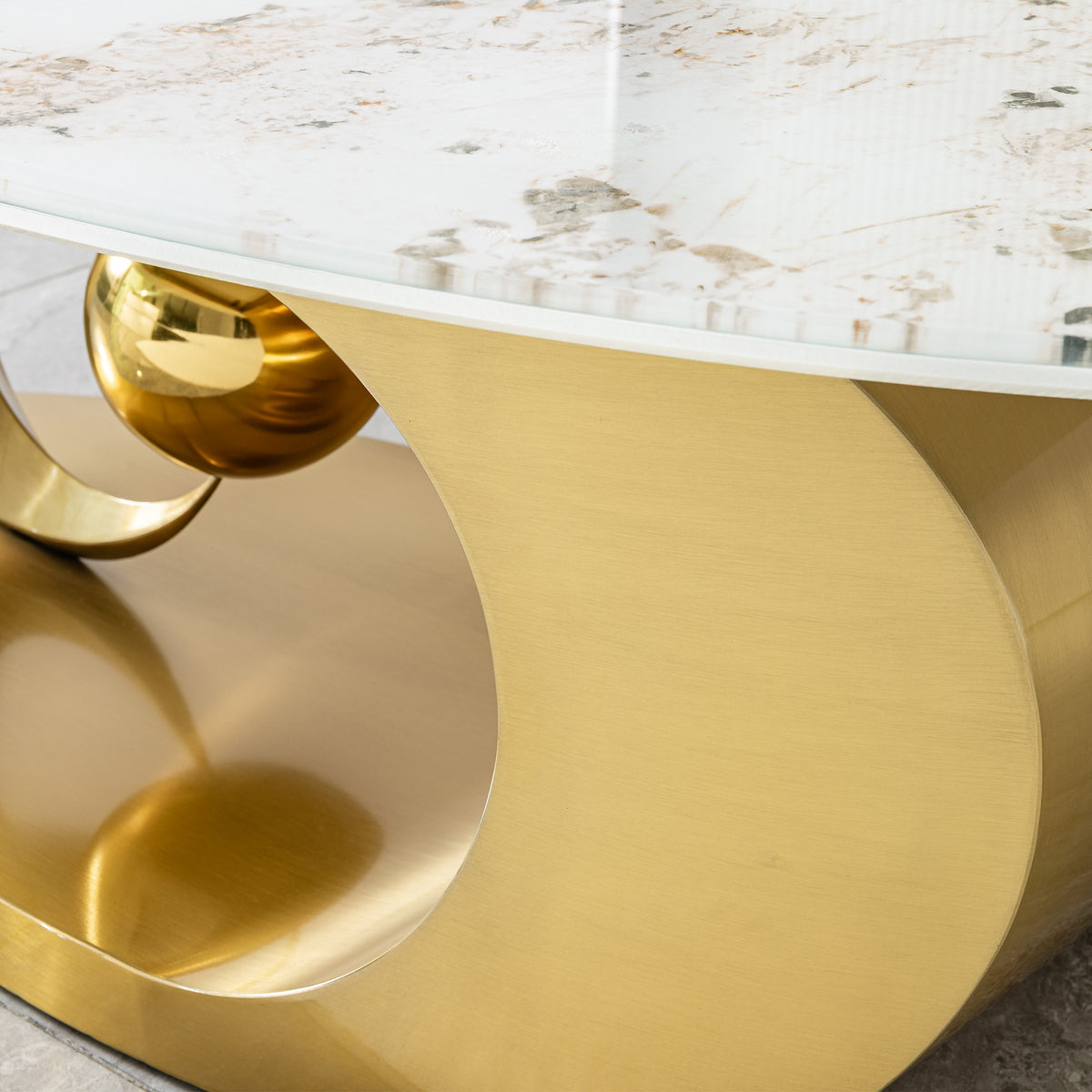 Polished Gold Tempered Glass Coffee Table