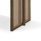 Walnut-Colored Rubber Wood Dining Set with Plastic Rattan – 1 Table + 2 Benches