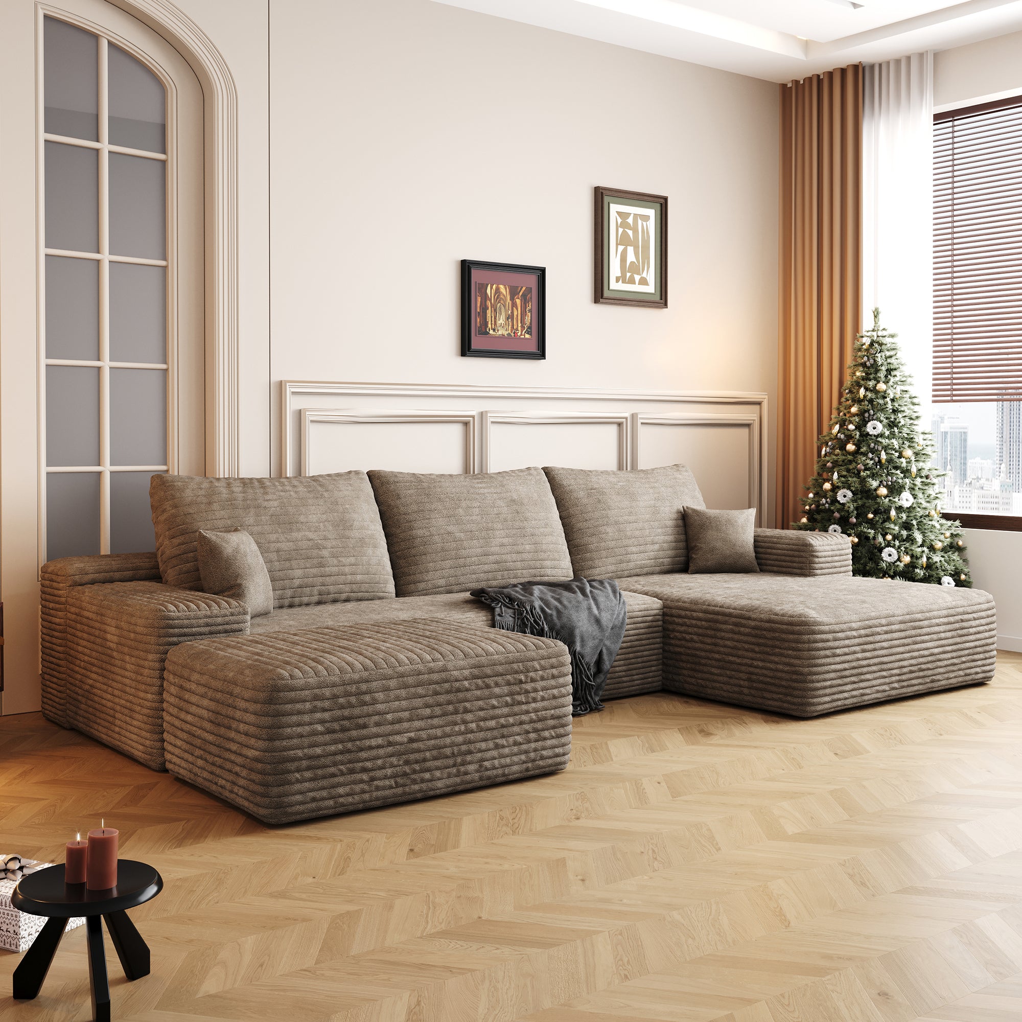 107" Cloud Sectional Sofa with Ottoman