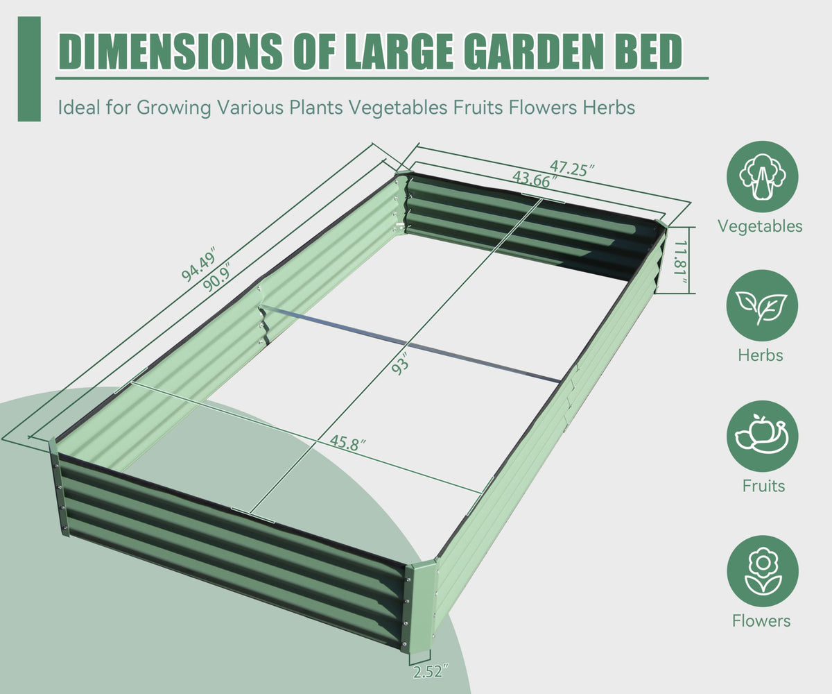 8x4x1 ft Galvanized Raised Garden Bed