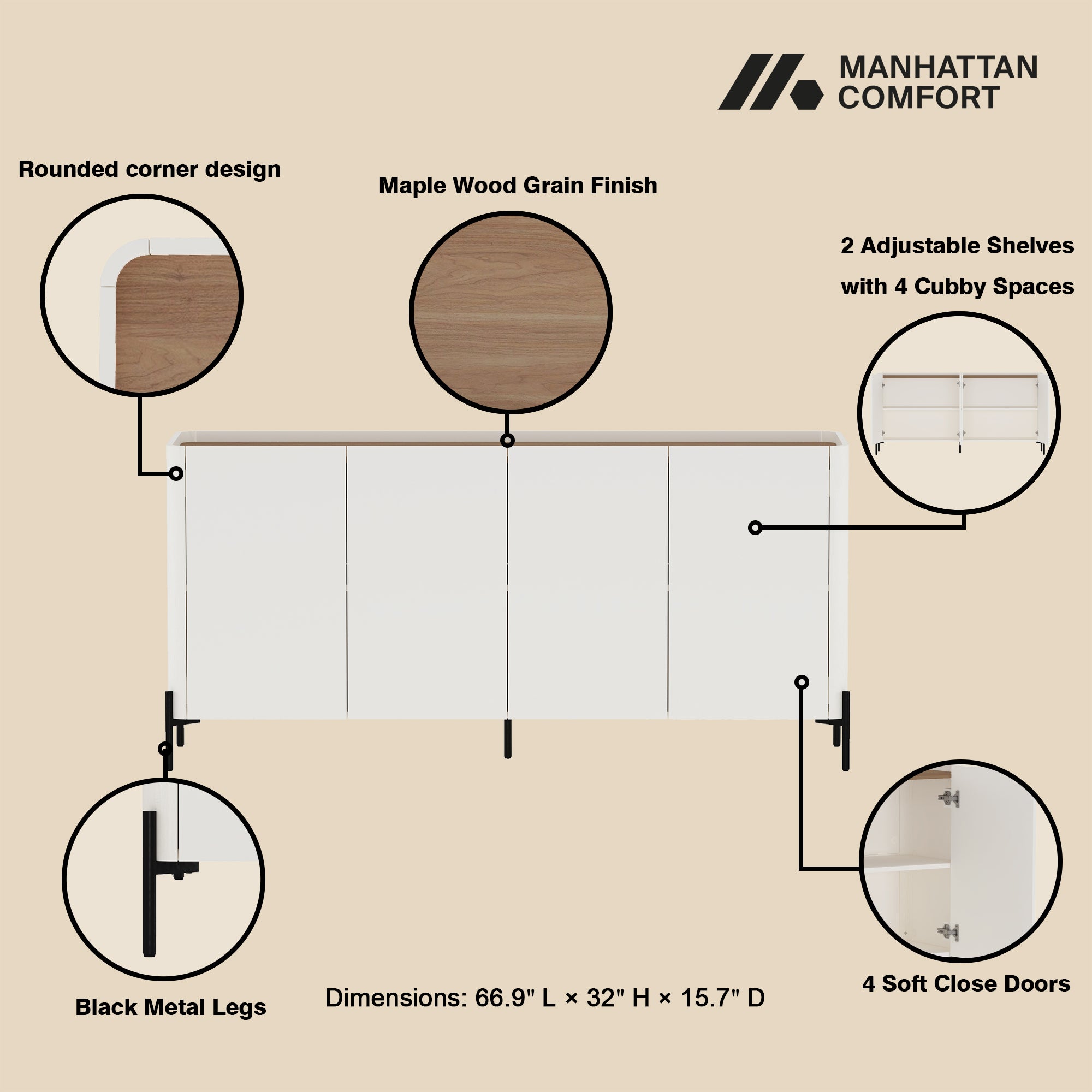 Modern Abbey 66.9" Sideboard