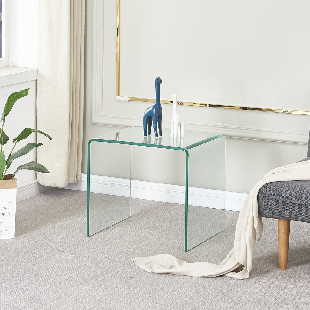 Tempered Clear Bent Glass Side Table
