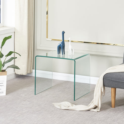 Tempered Clear Bent Glass Side Table