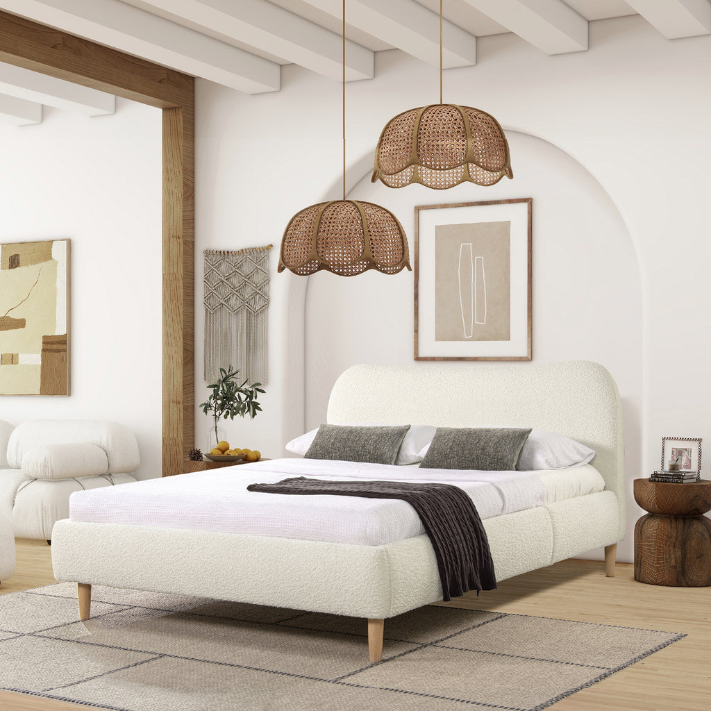 Roman Curved Headboard Upholstered Platform Bed, Queen