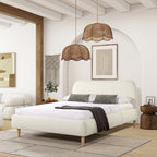 Roman Curved Headboard Upholstered Platform Bed, Queen