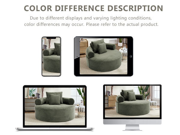 Round Sofa Bed with Memory Foam Sectional Couches