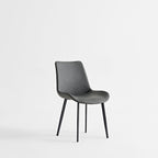 Grey PU Leather & Iron Leg Dining Chairs (2-Piece)