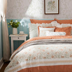 9 Piece Cotton Percale Comforter Set - Coral Queen
