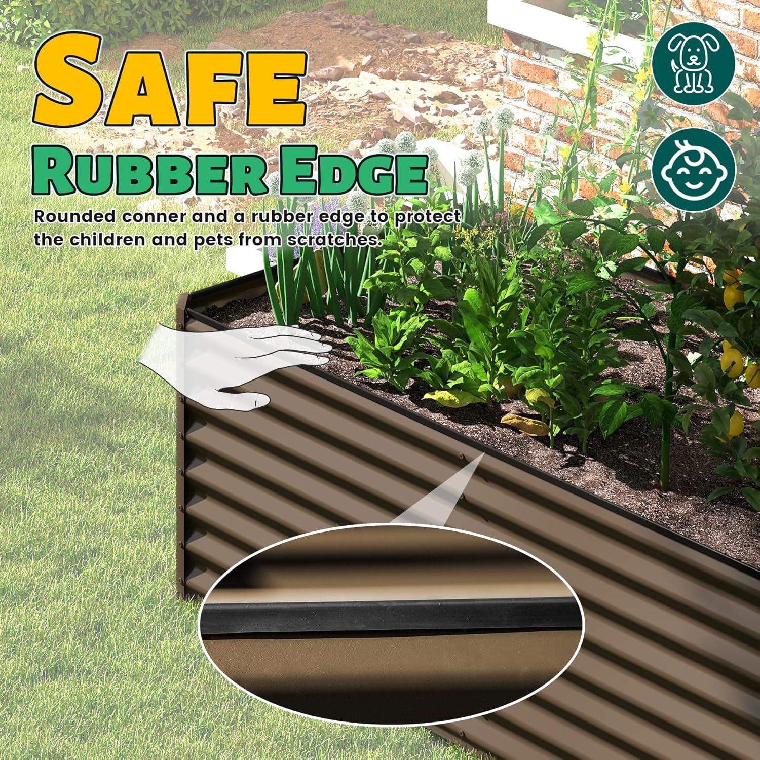 6x3x2ft Galvanized Raised Garden Bed