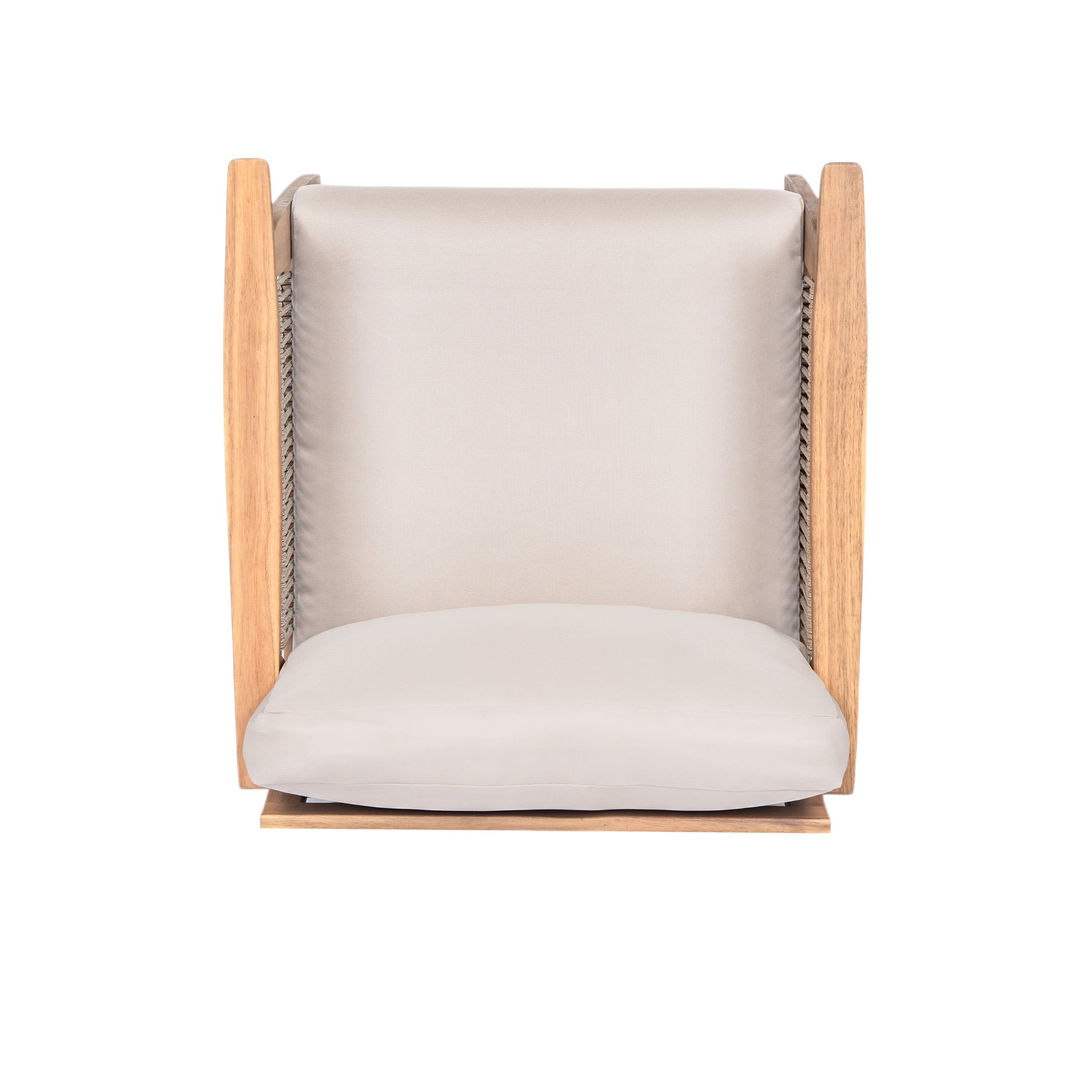 Outdoor Acacia Wood and Rope Patio Chair with Cushions (Set of 2)