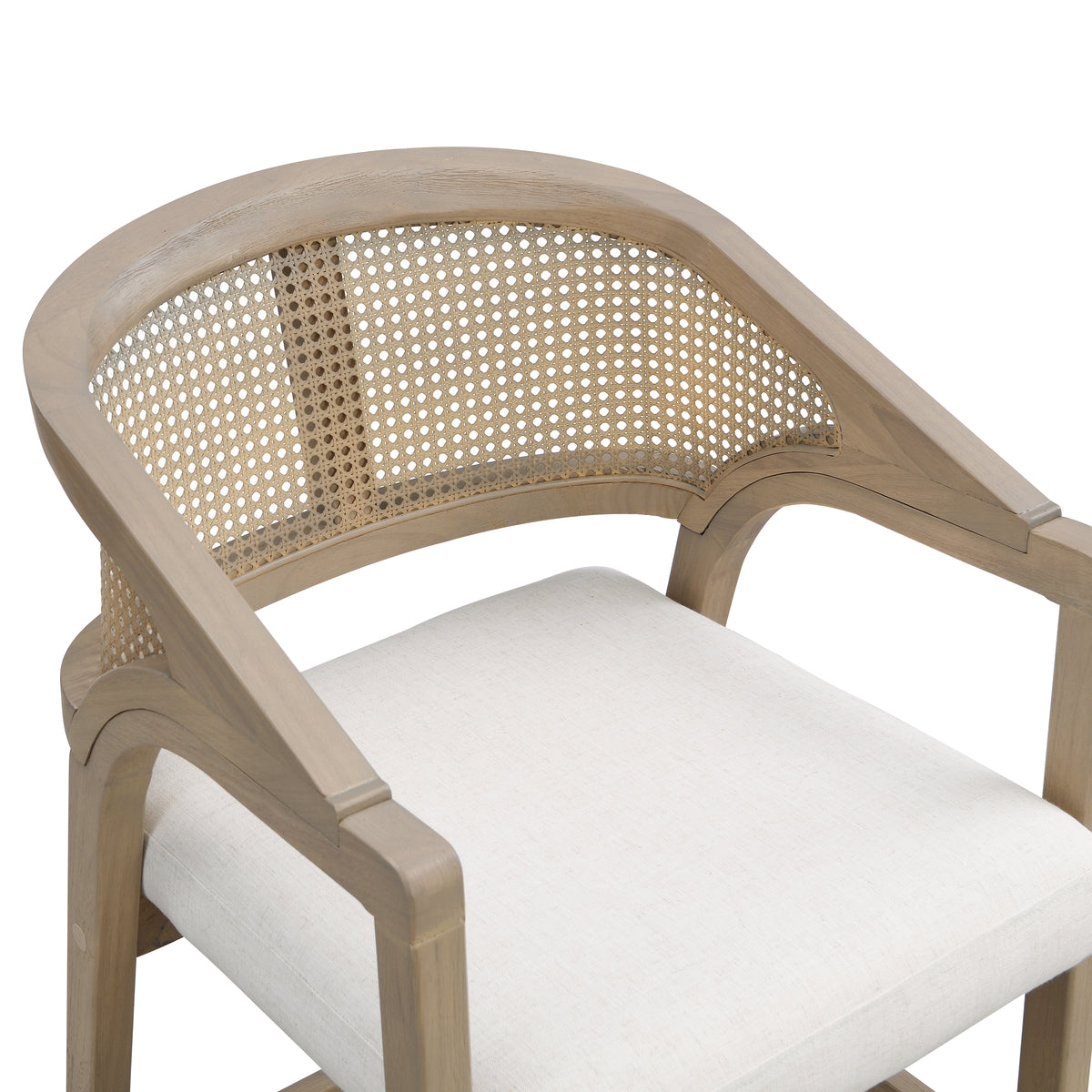 Wooden Frame Counter Stools with Rattan Back, Light Ash, Set of 2