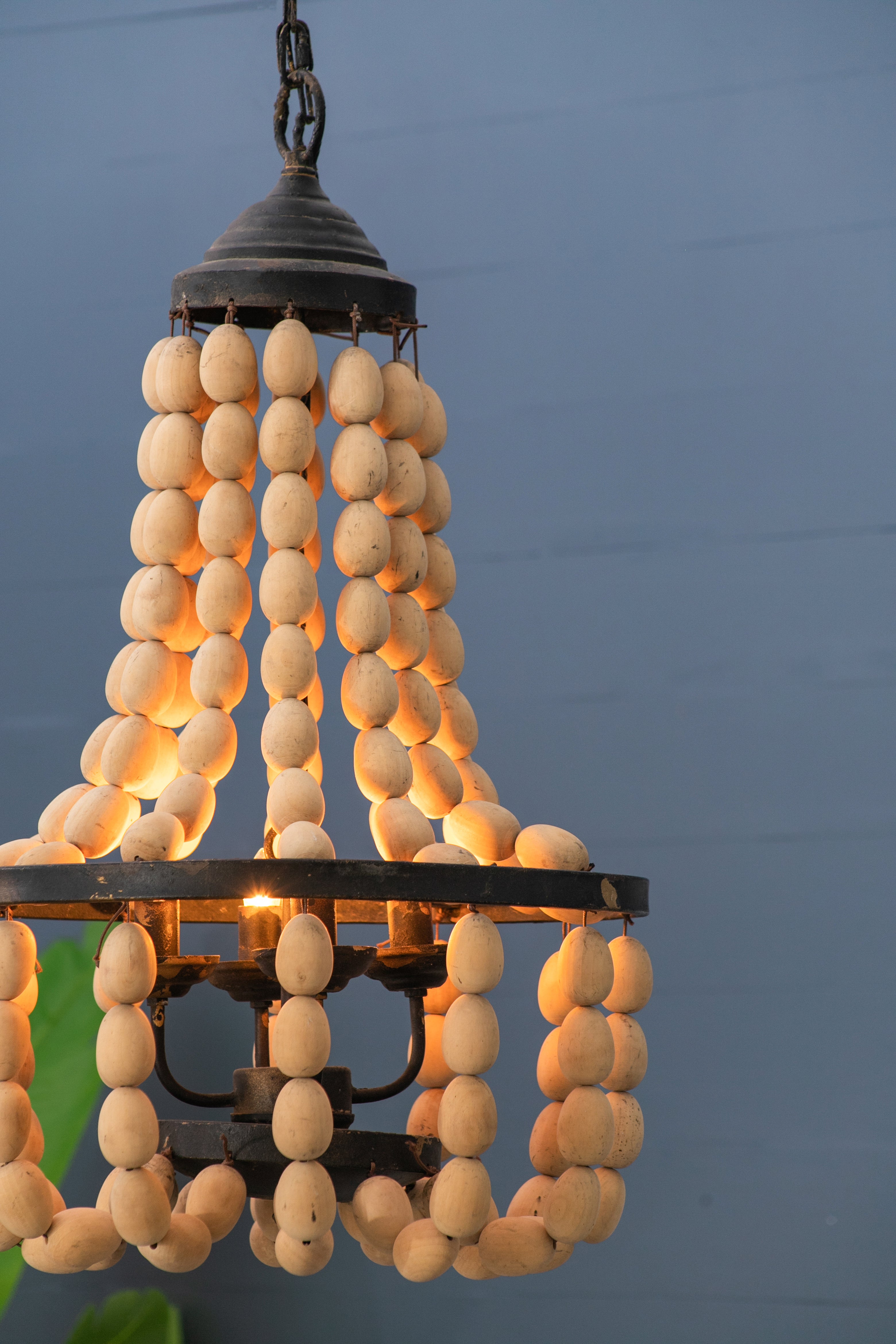 Large Beaded 4-Light Chandelier