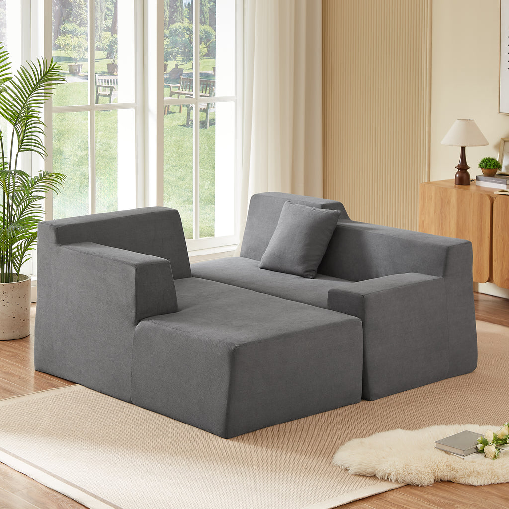 Modern Minimalist L-Shaped Corduroy High Back Sofa