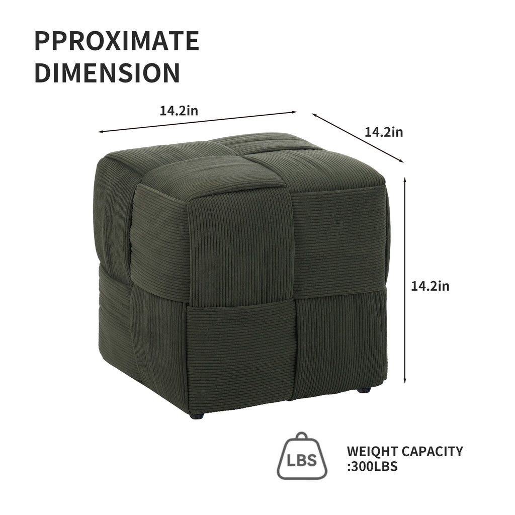Ottoman Foot Rest Soft and Comfortable Corduroy Stool - Green