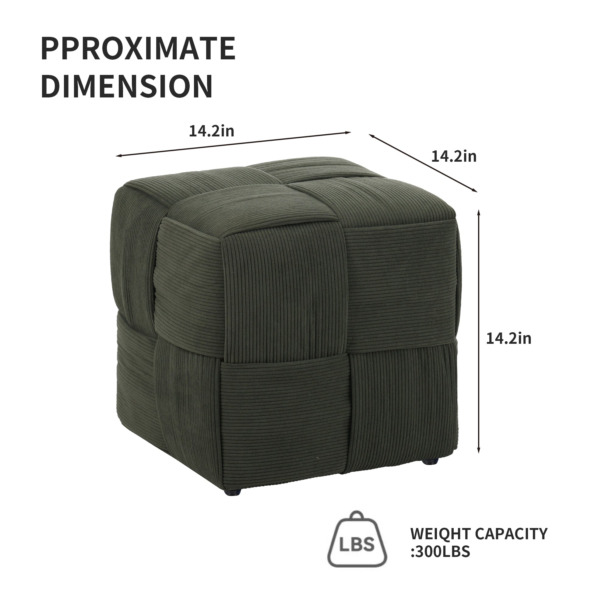 Ottoman Foot Rest Soft and Comfortable Corduroy Stool - Green